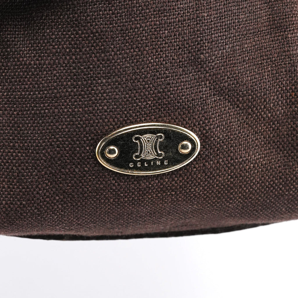 Brown Canvas Floral Shoulder Bag