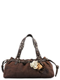 Brown Canvas Floral Shoulder Bag