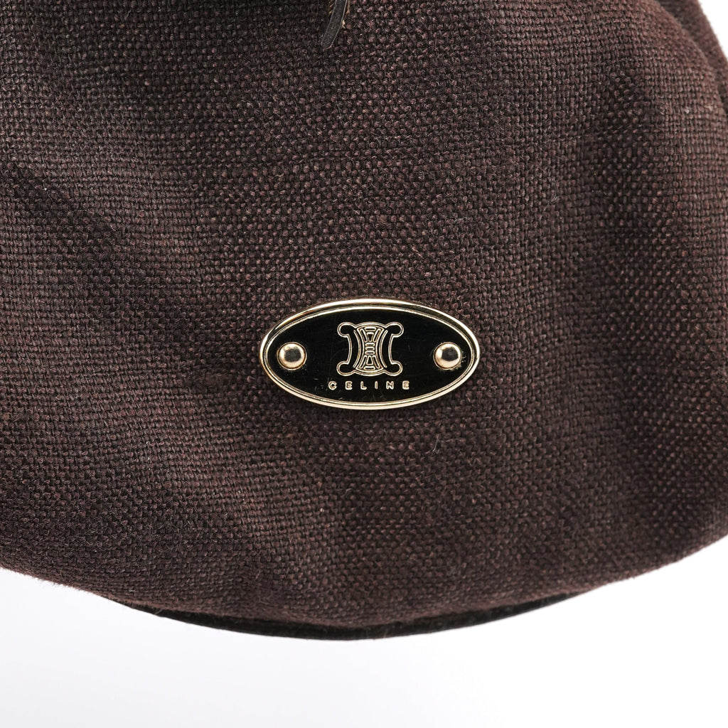 Brown Canvas Leather Floral Tote Bag