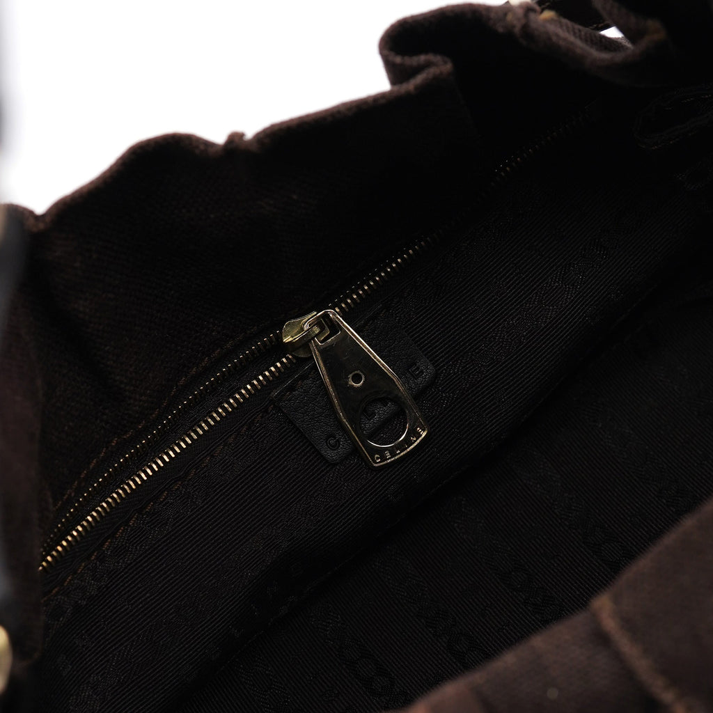 Brown Canvas Leather Shoulder Bag