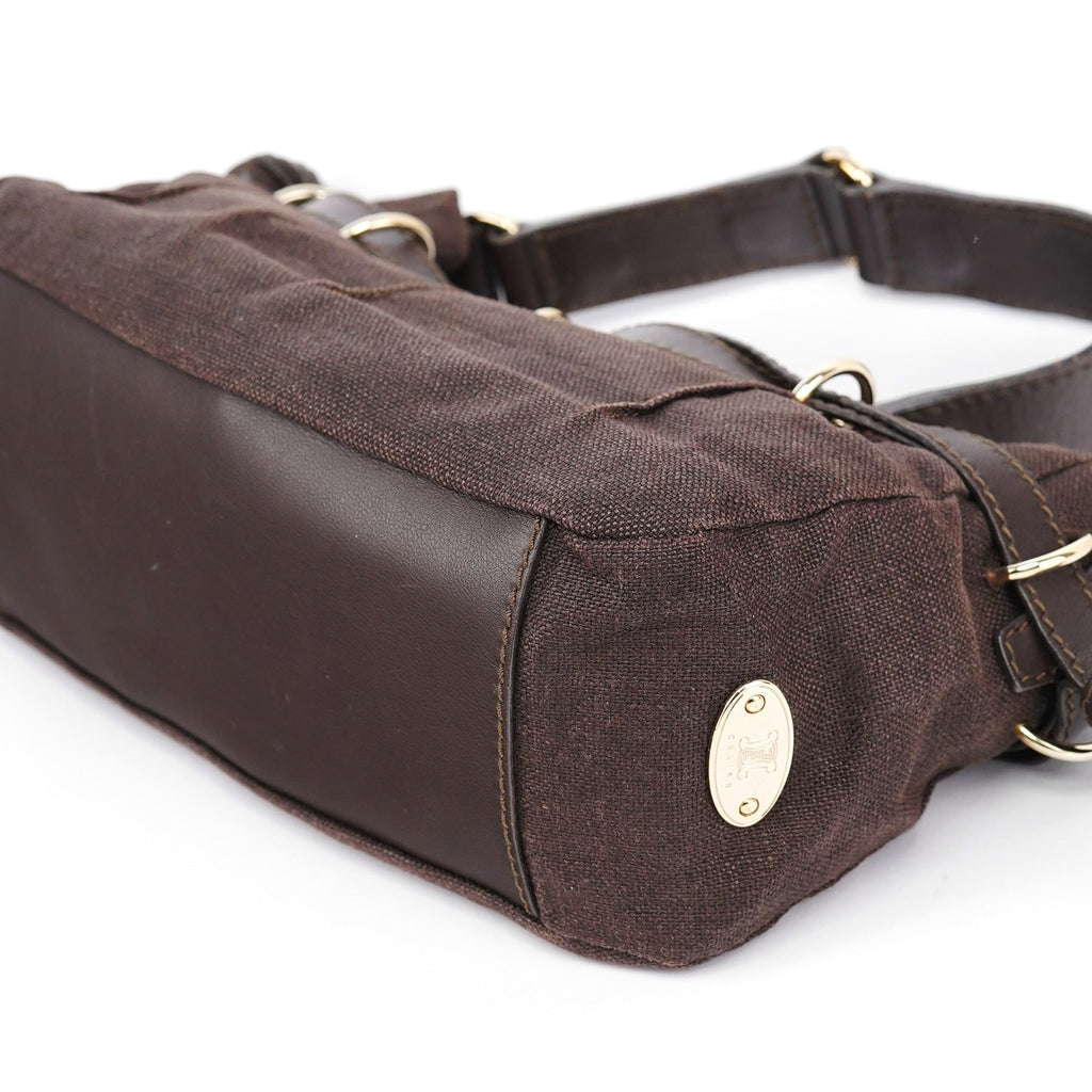 Brown Canvas Leather Shoulder Bag