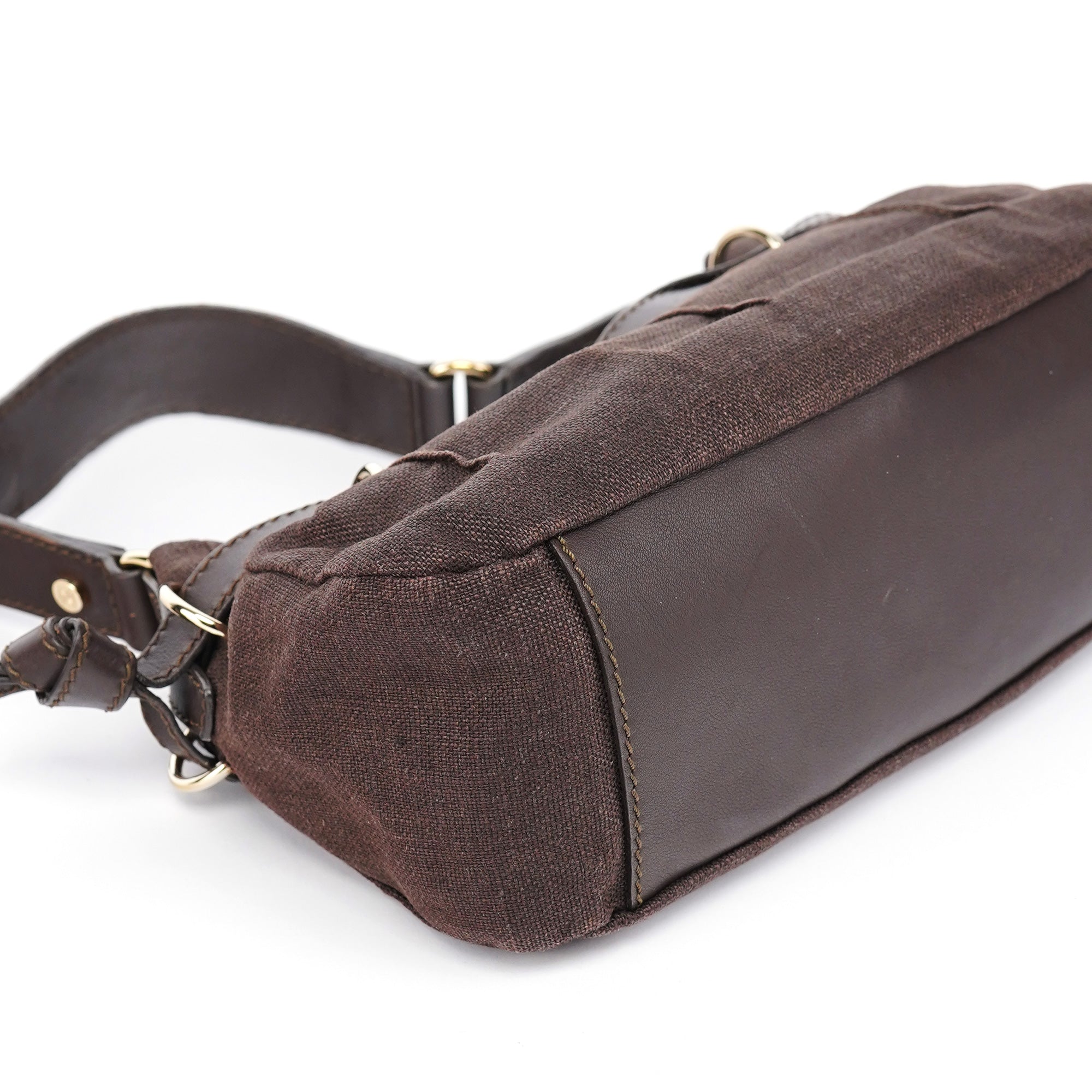 Brown Canvas Leather Shoulder Bag