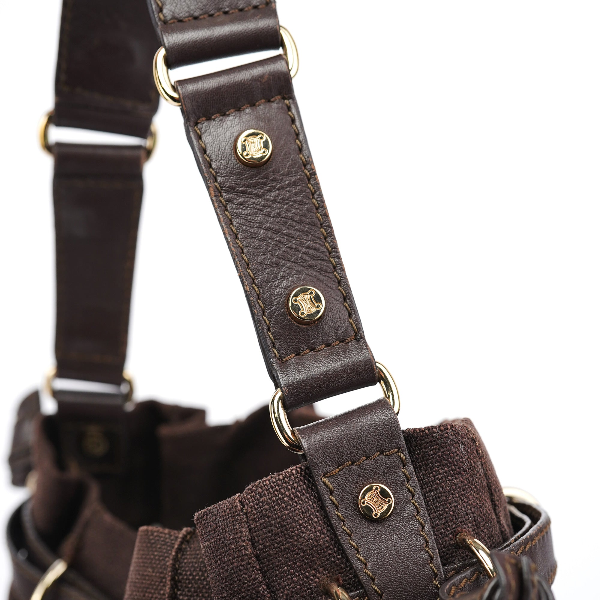 Brown Canvas Leather Shoulder Bag