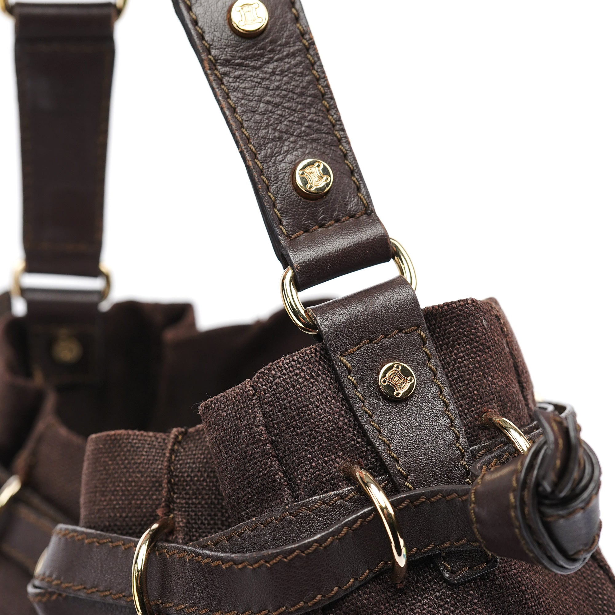 Brown Canvas Leather Shoulder Bag