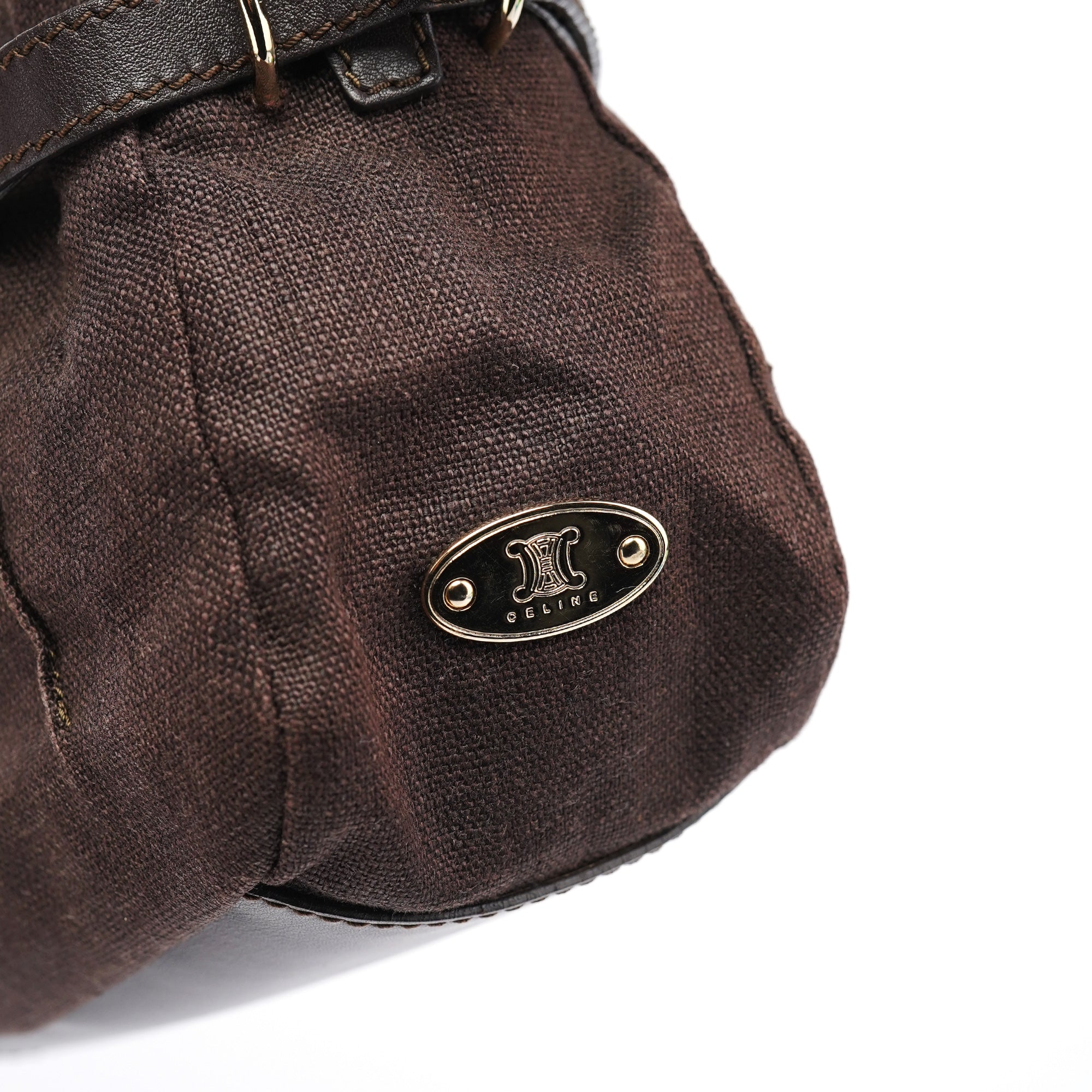 Brown Canvas Leather Shoulder Bag