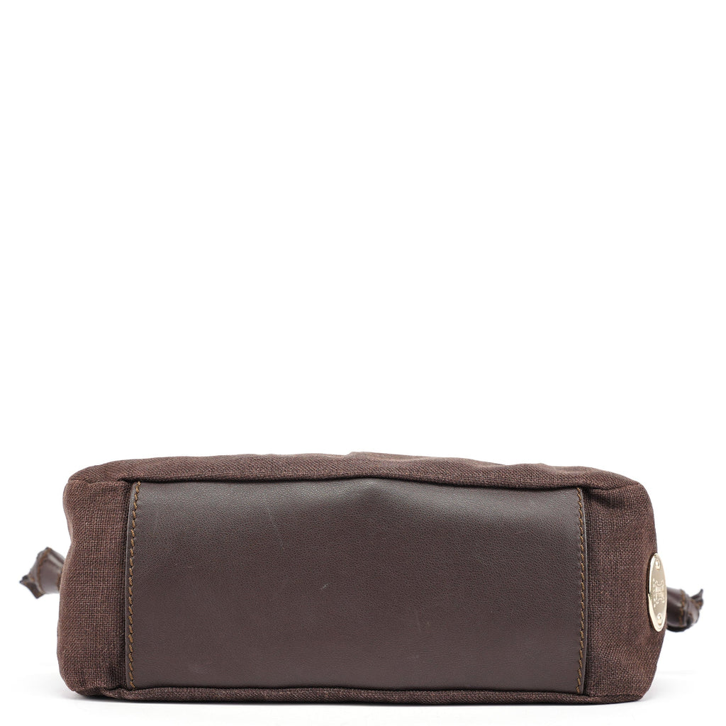 Brown Canvas Leather Shoulder Bag