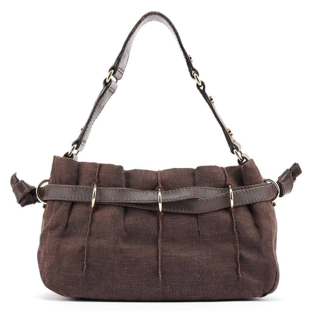 Brown Canvas Leather Shoulder Bag
