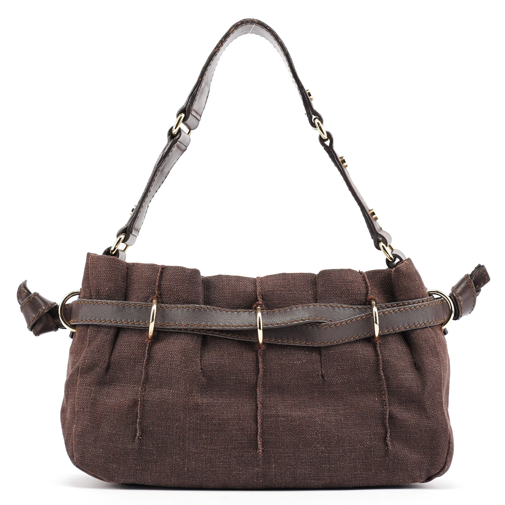 Brown Canvas Leather Shoulder Bag