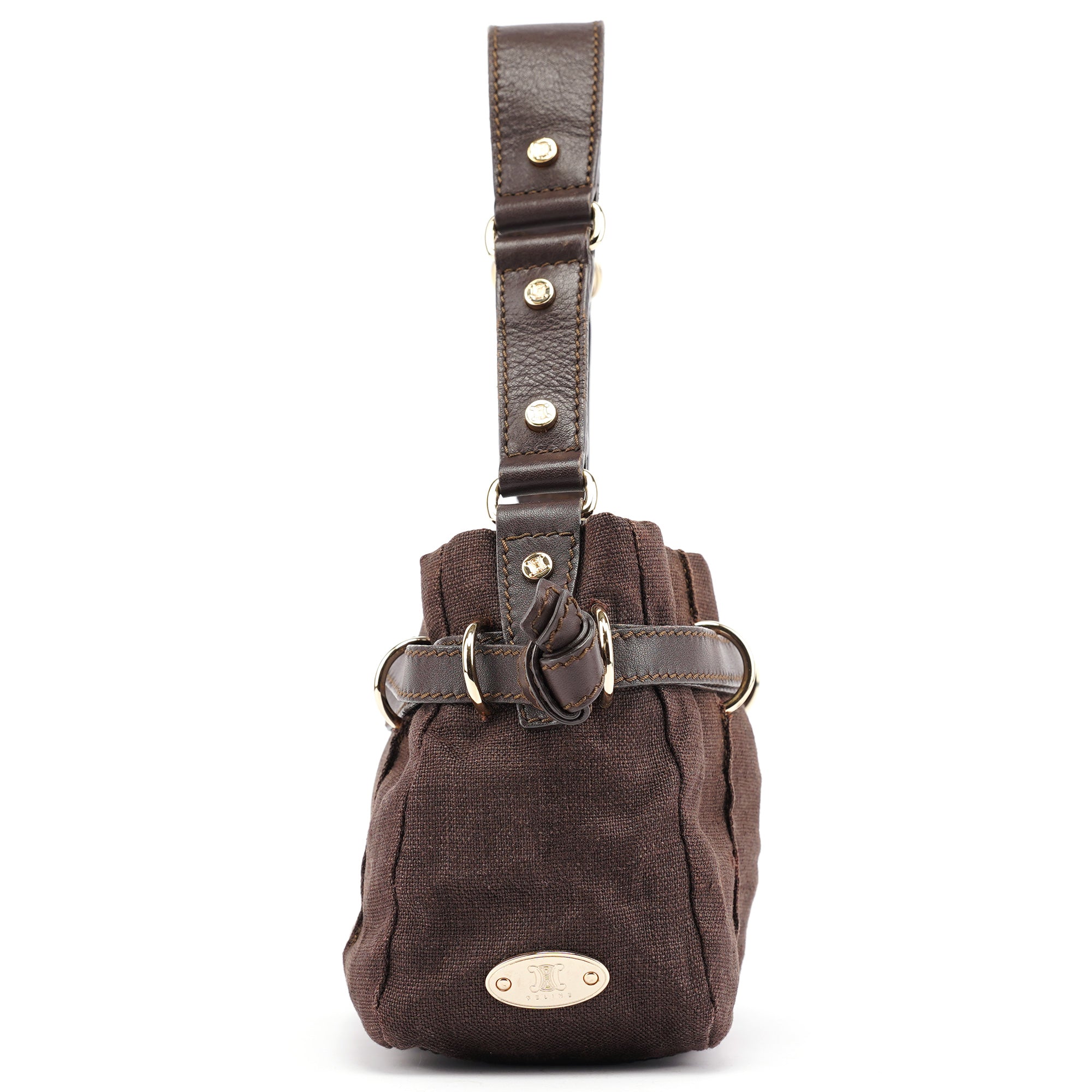 Brown Canvas Leather Shoulder Bag