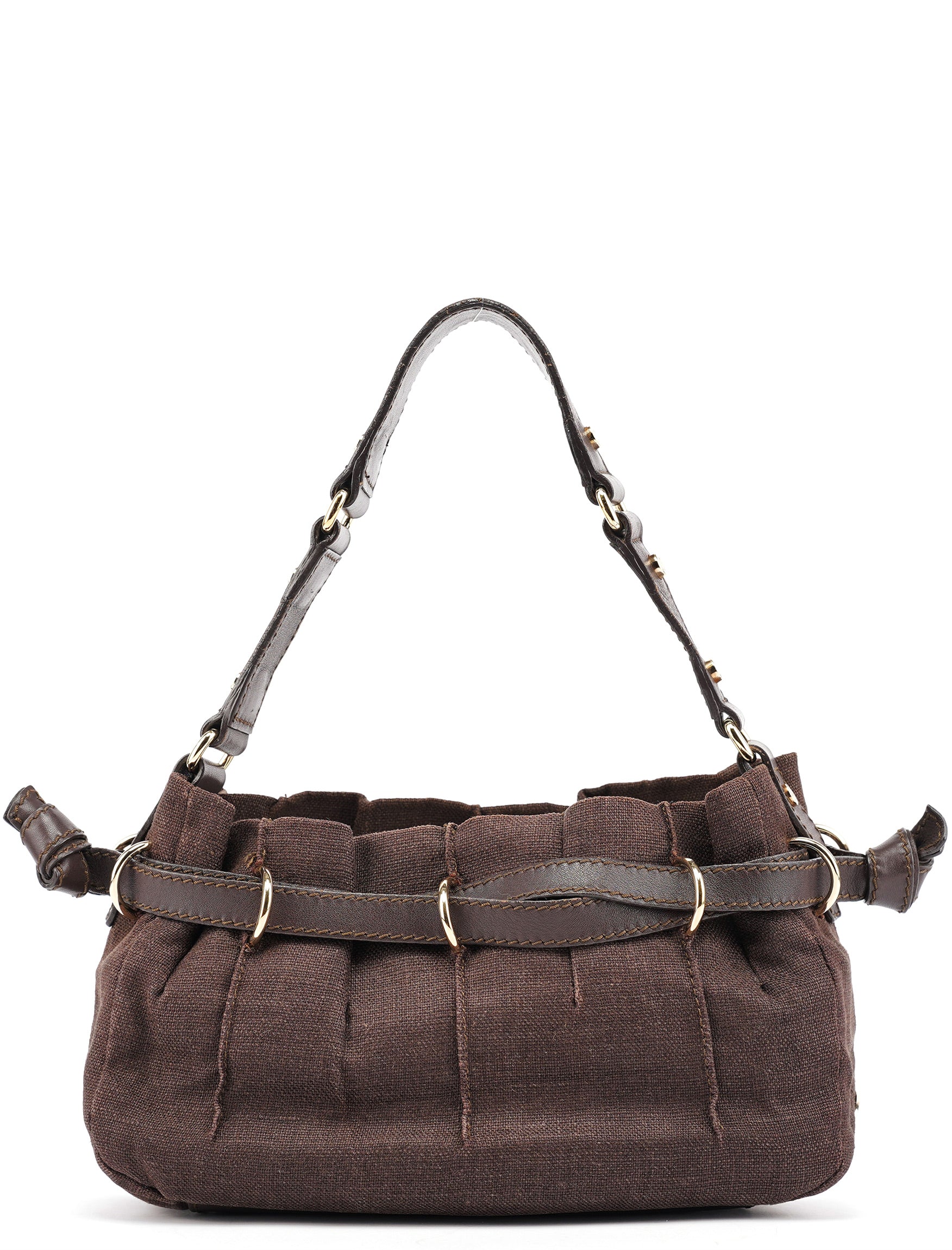 Brown Canvas Leather Shoulder Bag