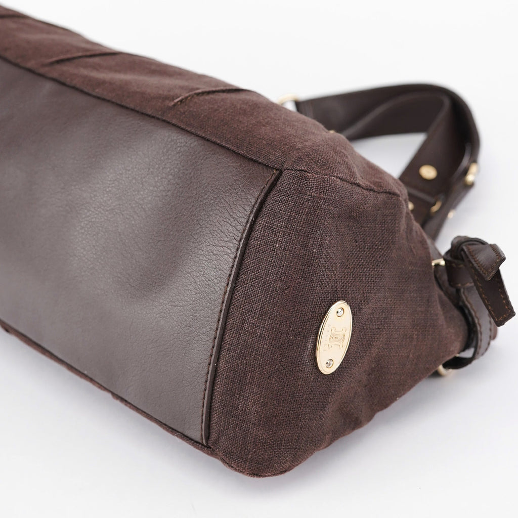Brown Canvas Leather Tote Bag