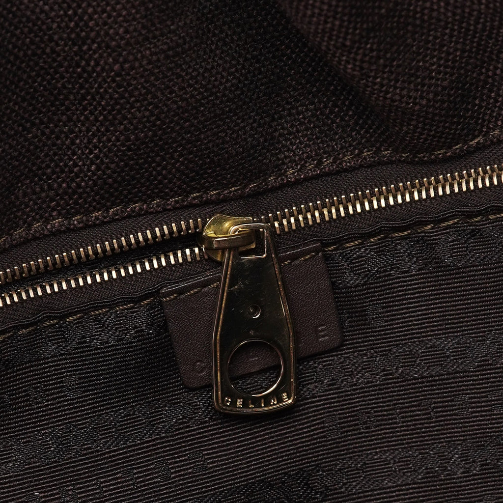 Brown Canvas Leather Tote Bag