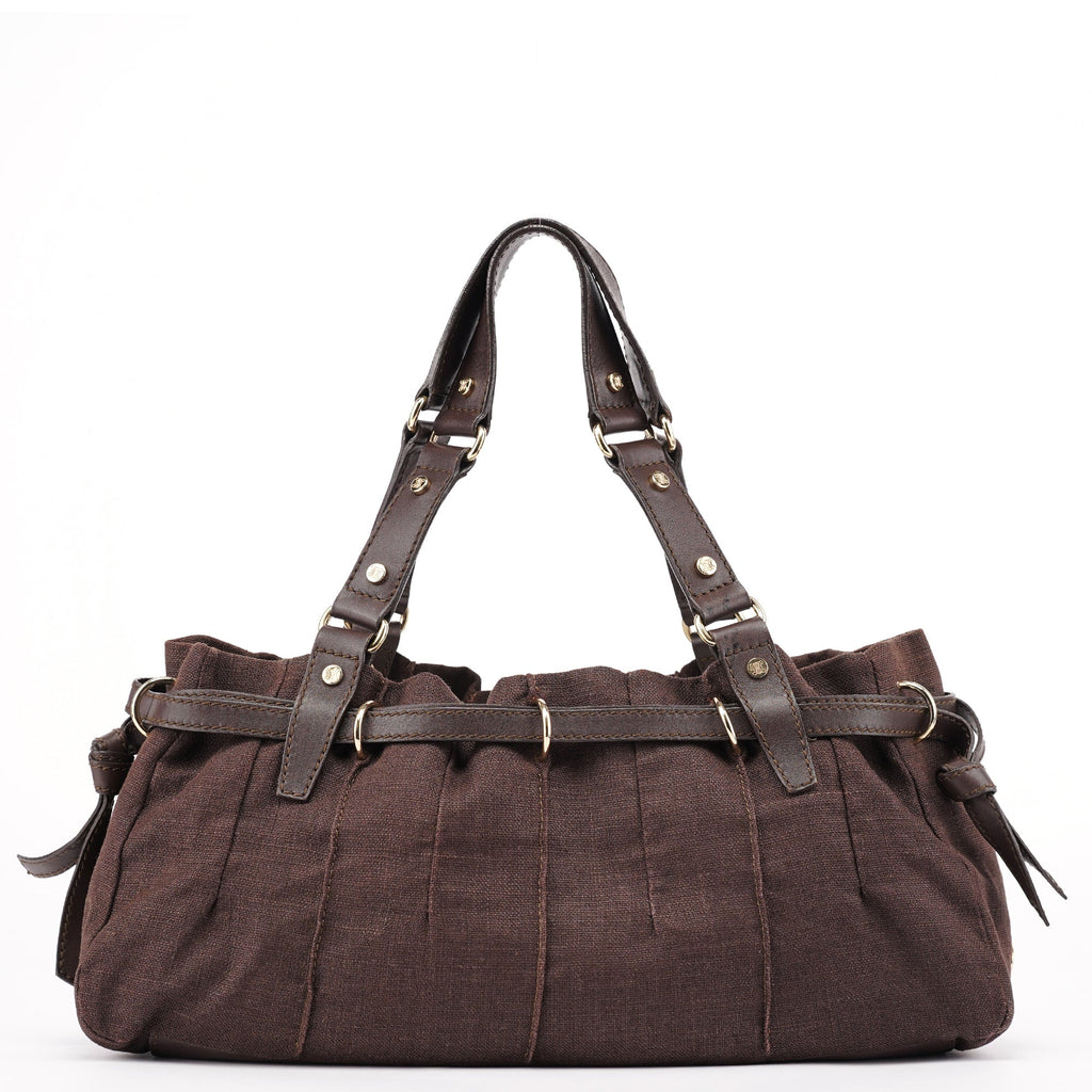Brown Canvas Leather Tote Bag