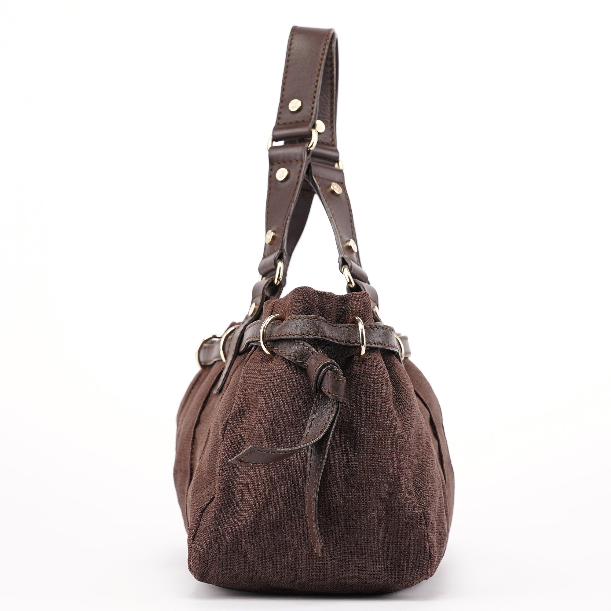 Brown Canvas Leather Tote Bag