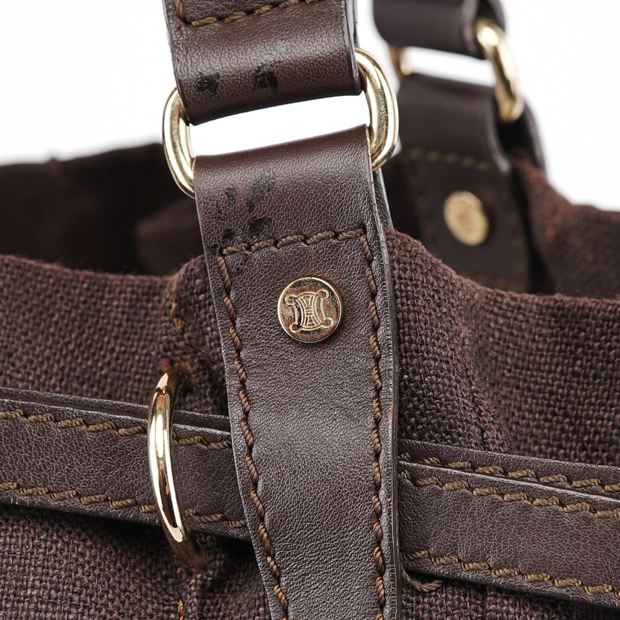 Brown Canvas Leather Tote Bag