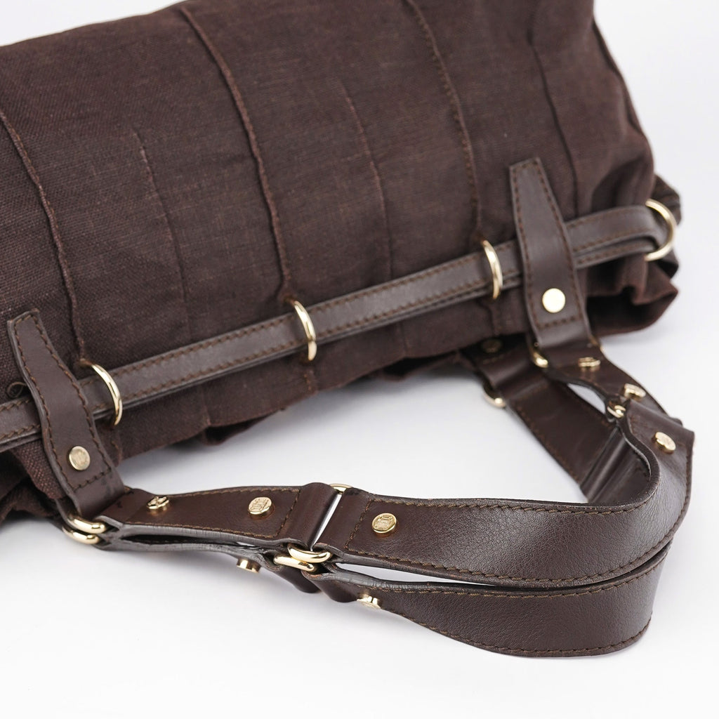 Brown Canvas Leather Tote Bag