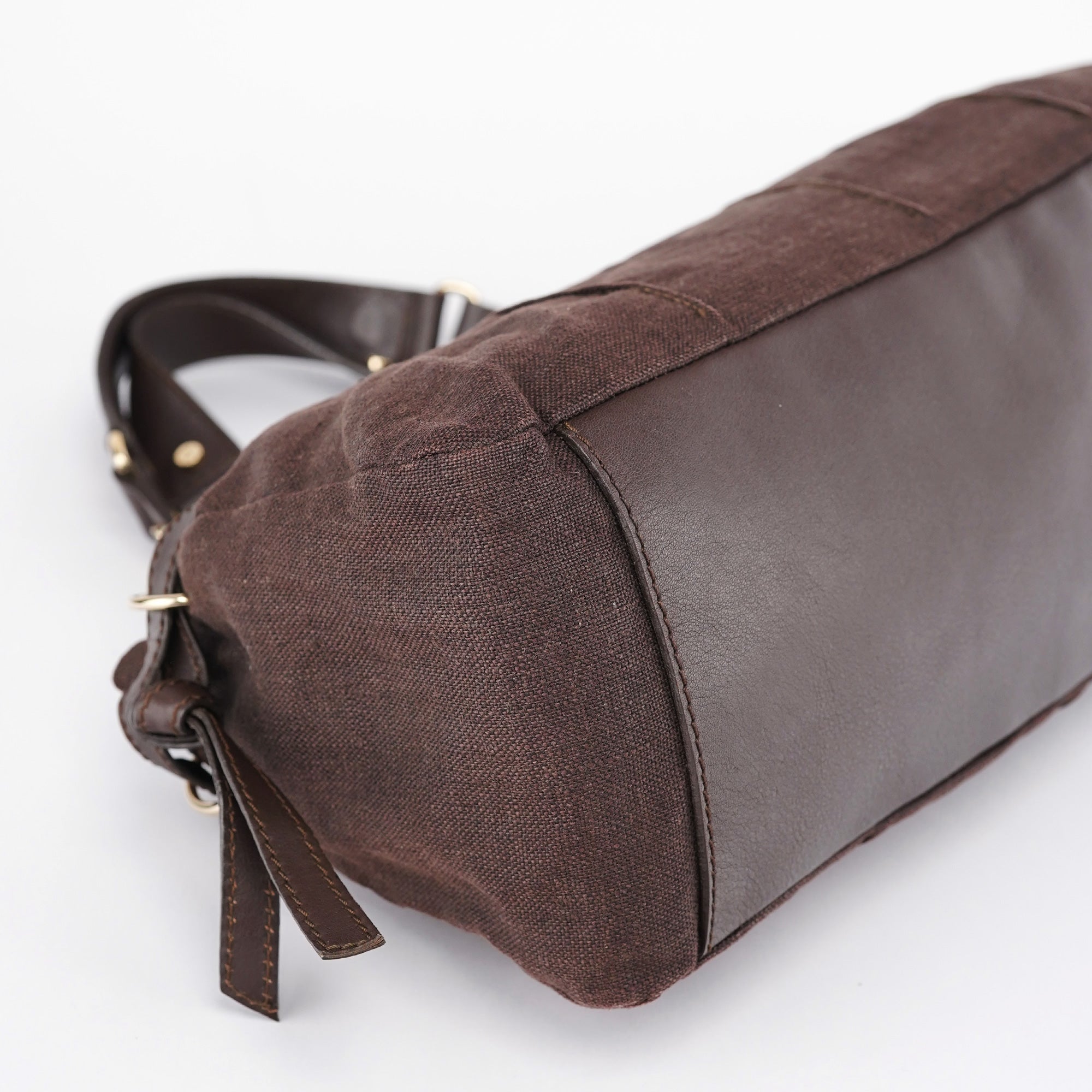 Brown Canvas Leather Tote Bag