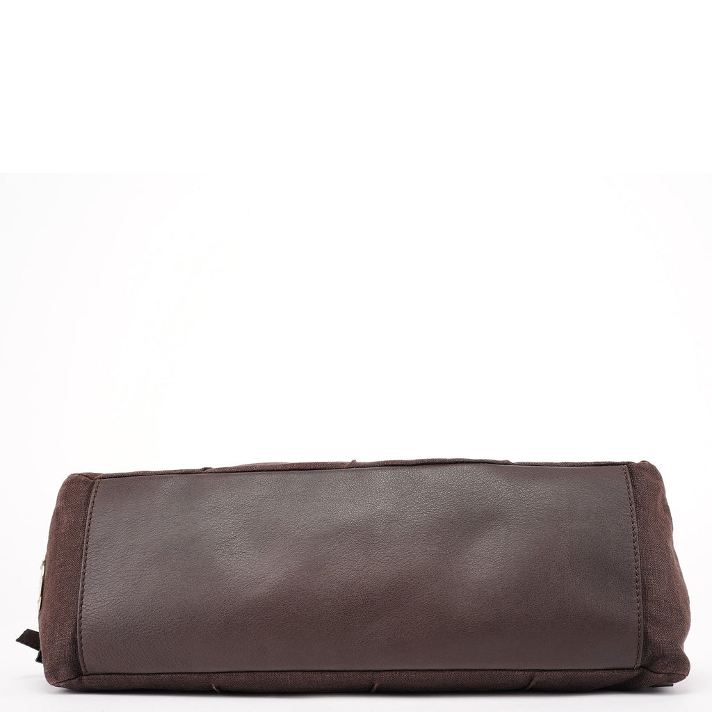 Brown Canvas Leather Tote Bag