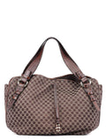Brown Croc Embossed Triomphe Shoulder Bag