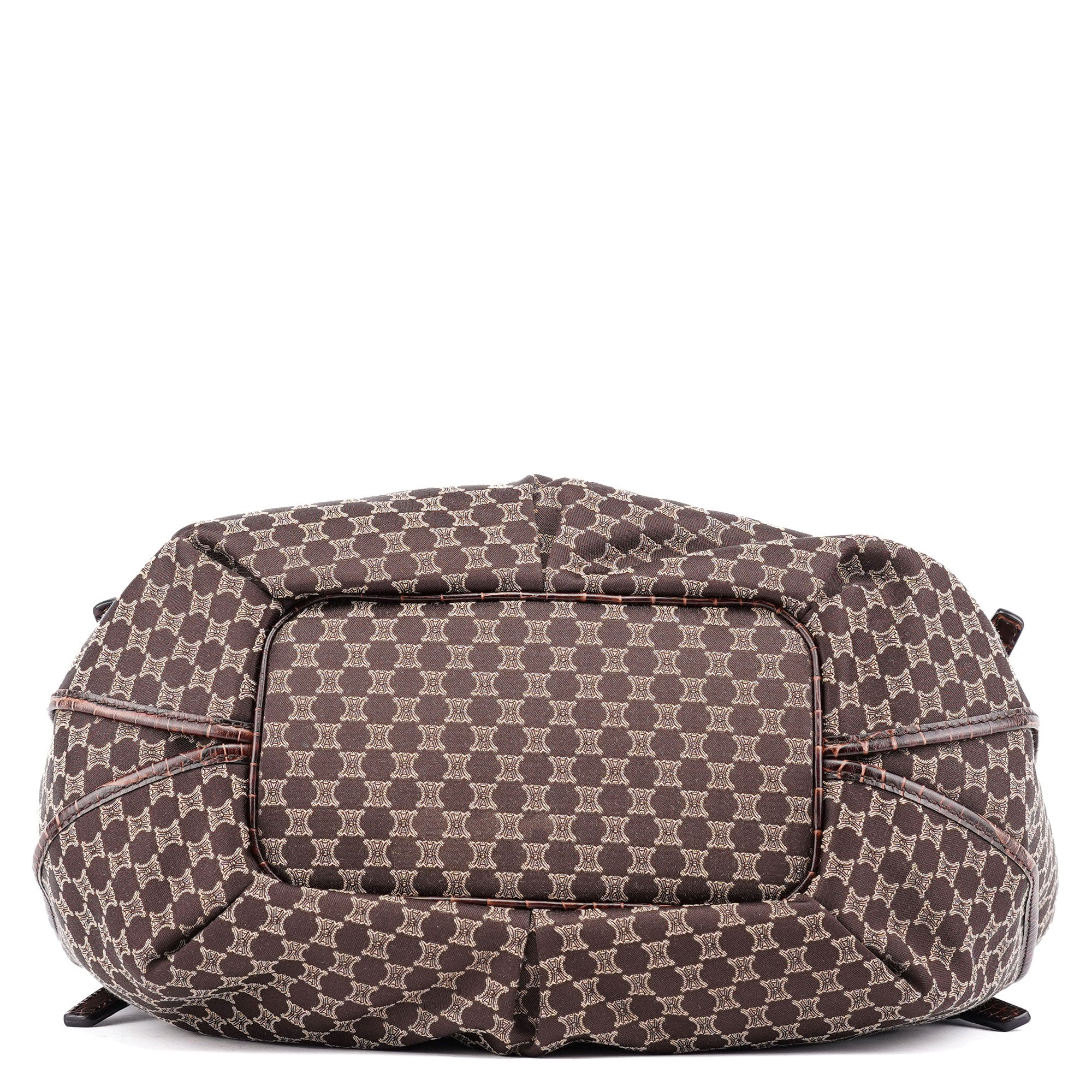 Brown Croc Embossed Triomphe Shoulder Bag