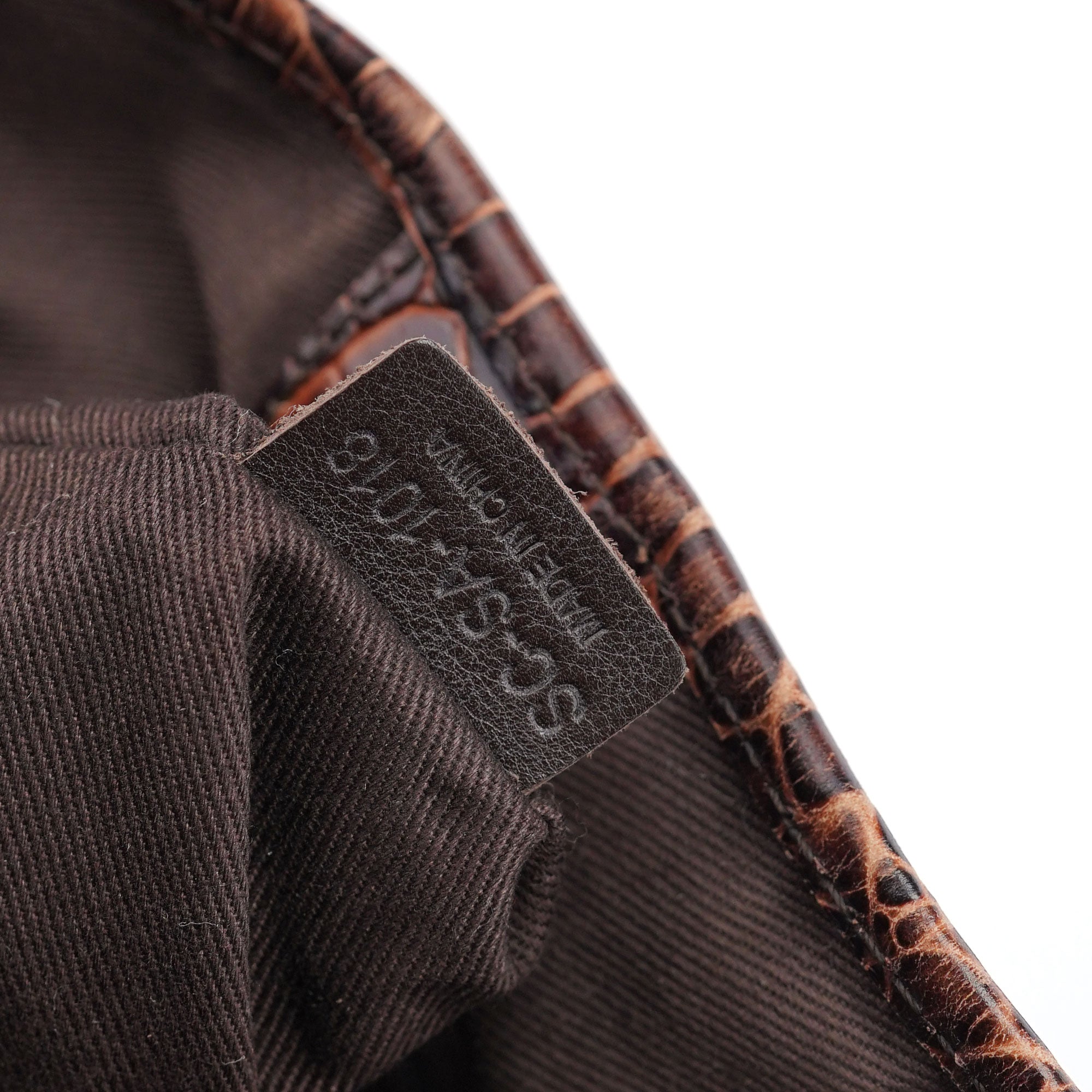 Brown Croc Embossed Triomphe Shoulder Bag
