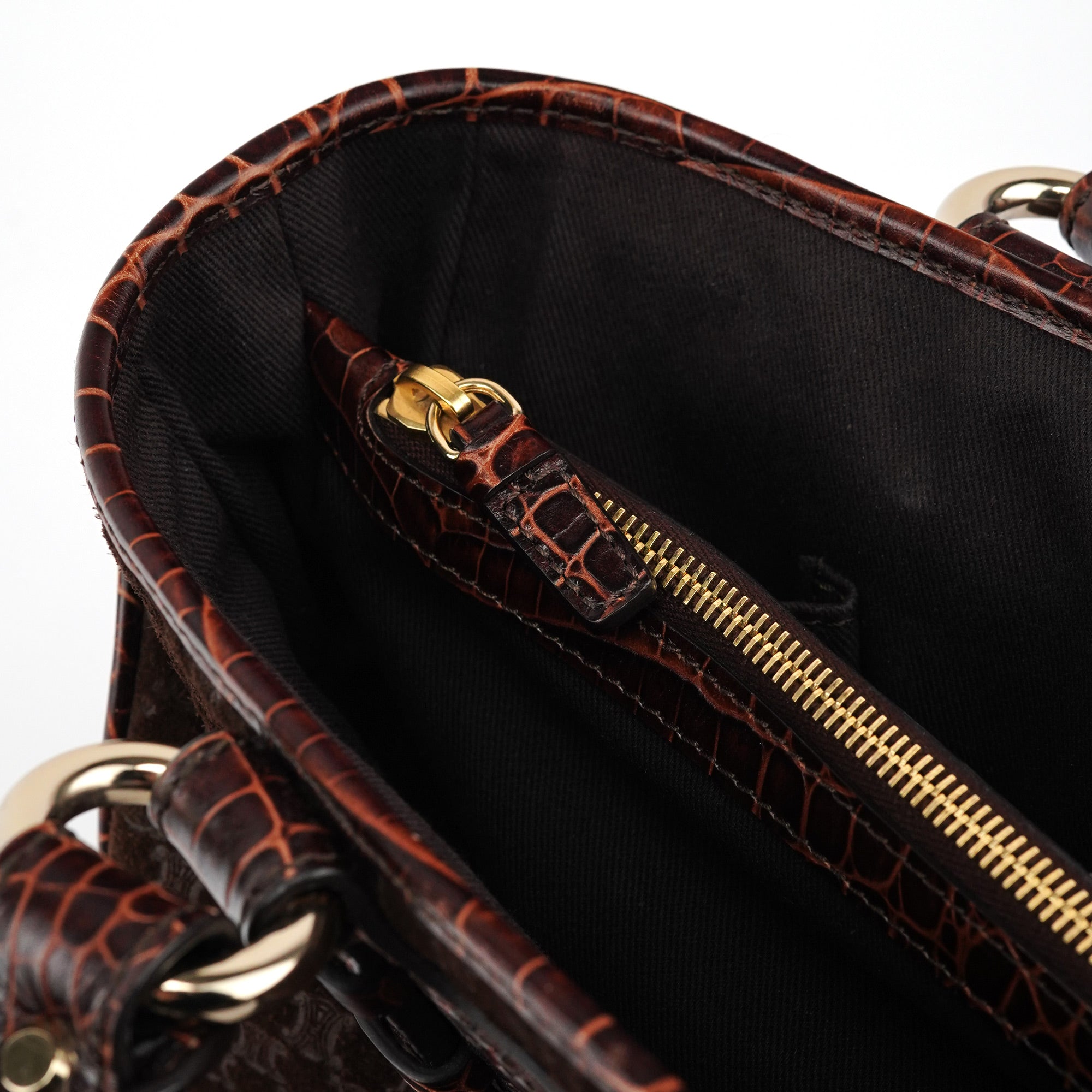Brown Embossed Suede Boogie Tote Bag
