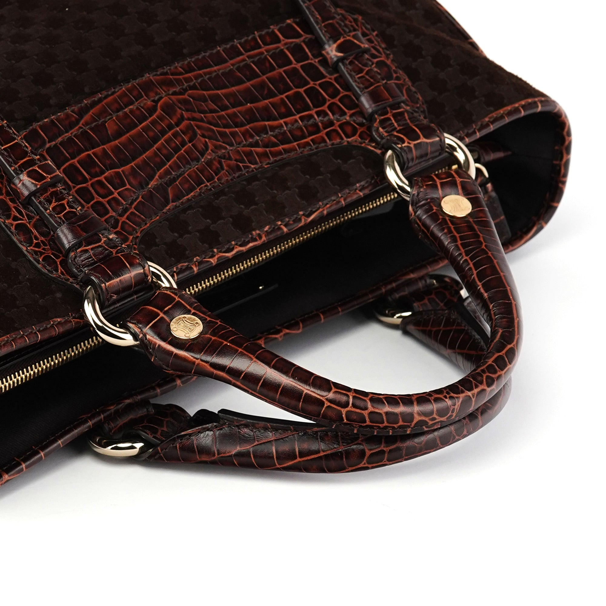 Brown Embossed Suede Boogie Tote Bag