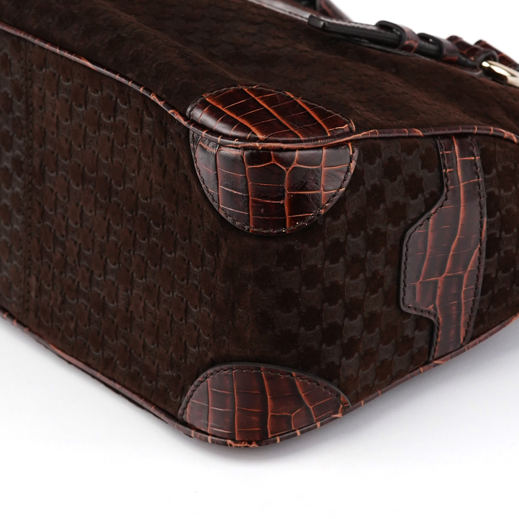Brown Embossed Suede Boogie Tote Bag