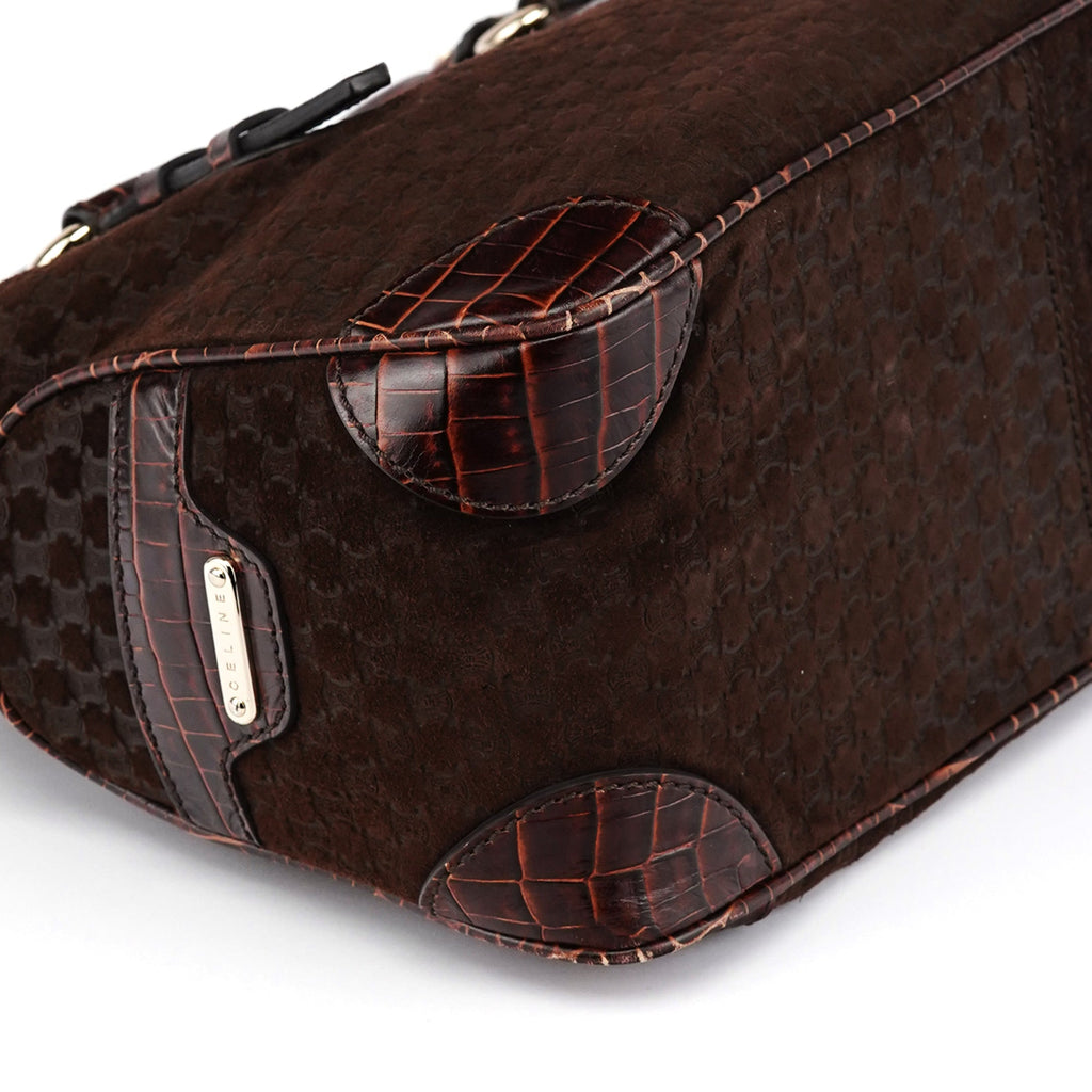 Brown Embossed Suede Boogie Tote Bag