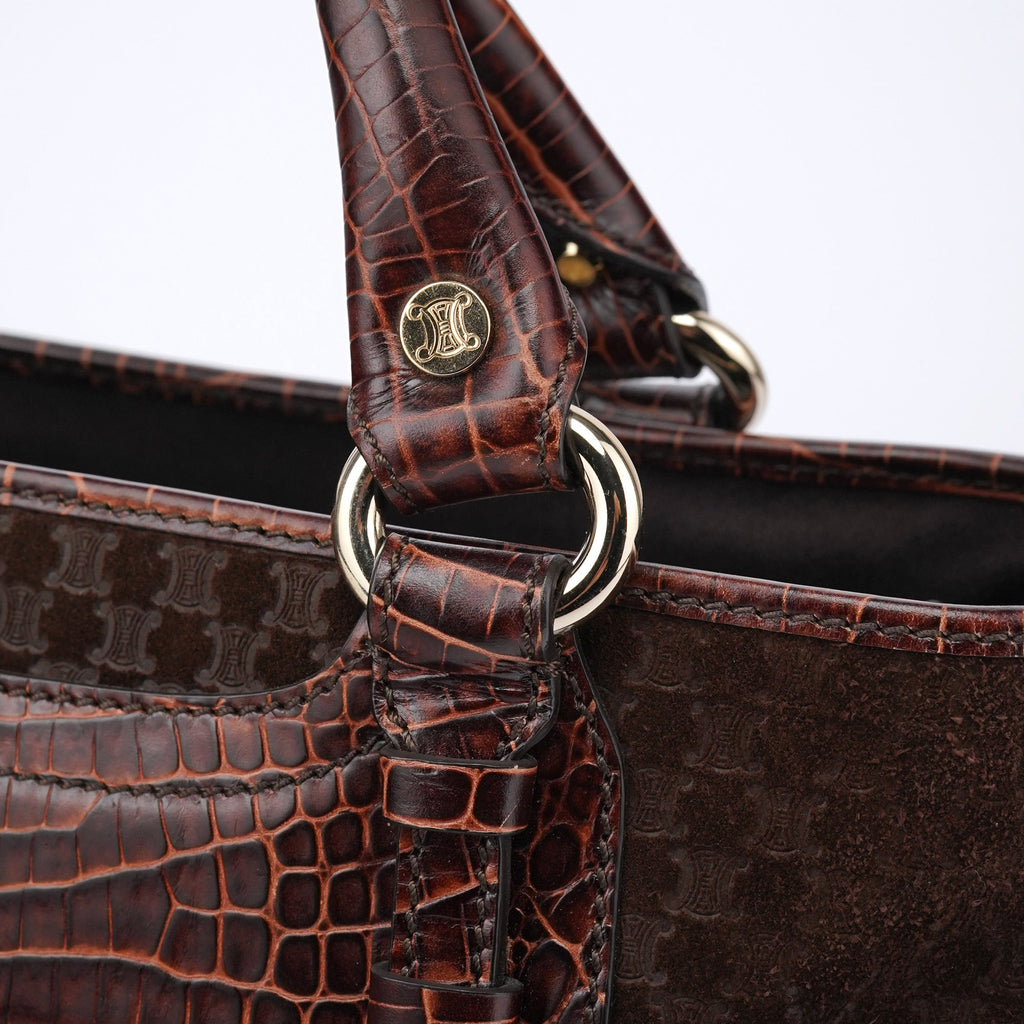 Brown Embossed Suede Boogie Tote Bag