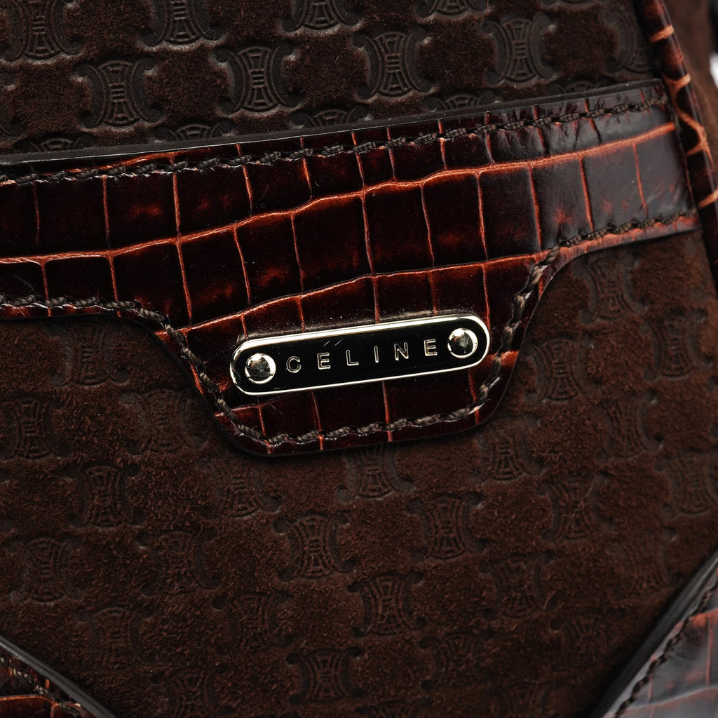 Brown Embossed Suede Boogie Tote Bag