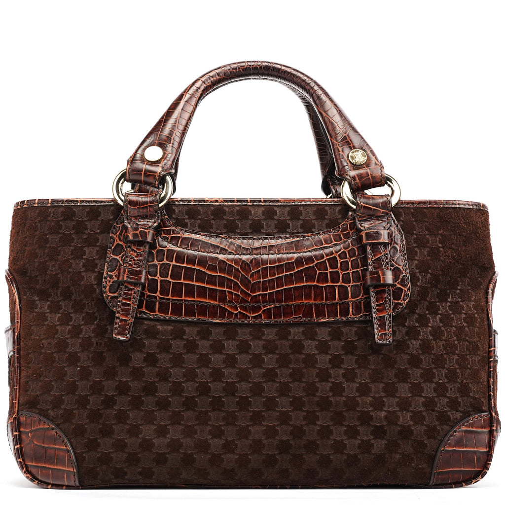 Brown Embossed Suede Boogie Tote Bag