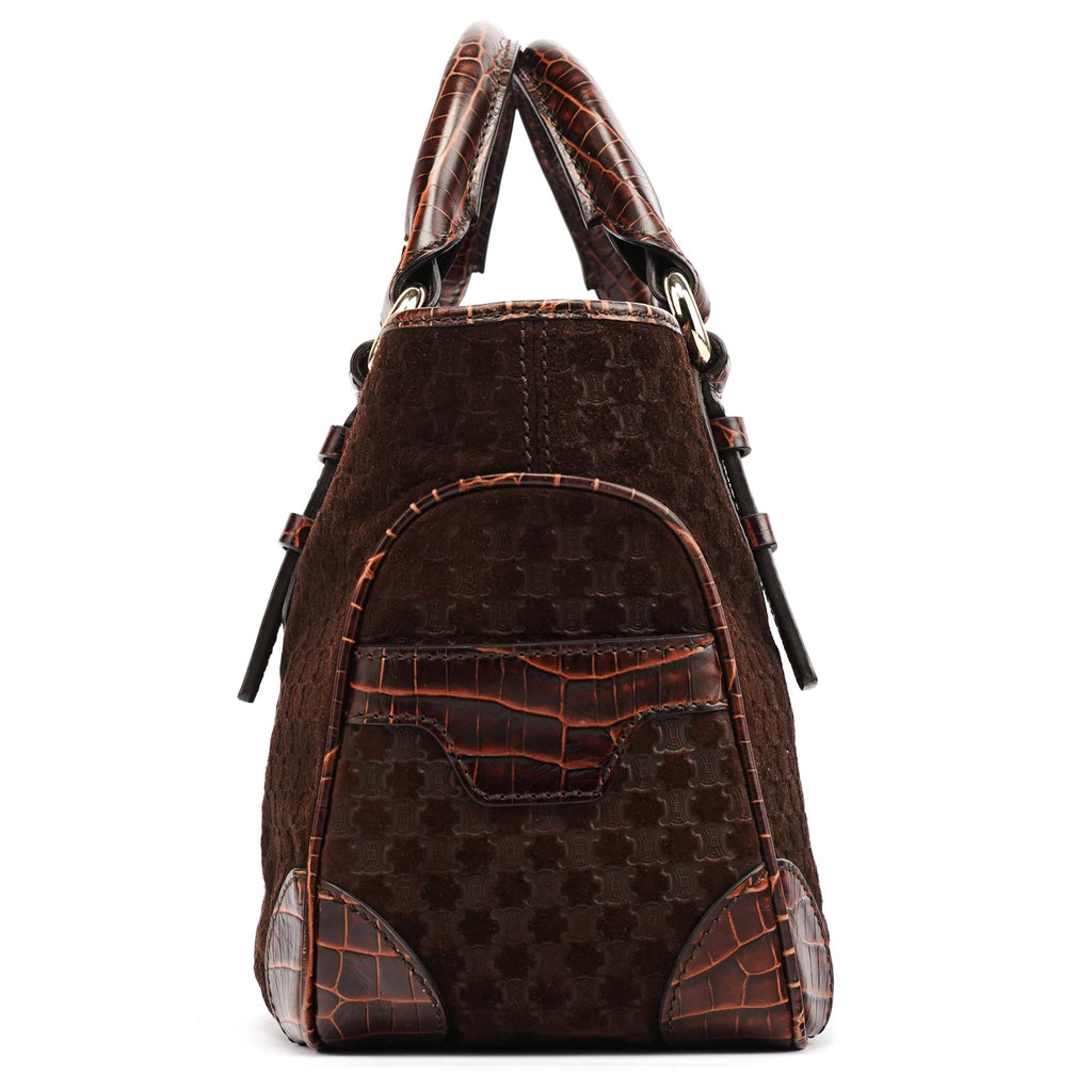 Brown Embossed Suede Boogie Tote Bag