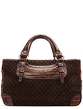 Brown Embossed Suede Boogie Tote Bag