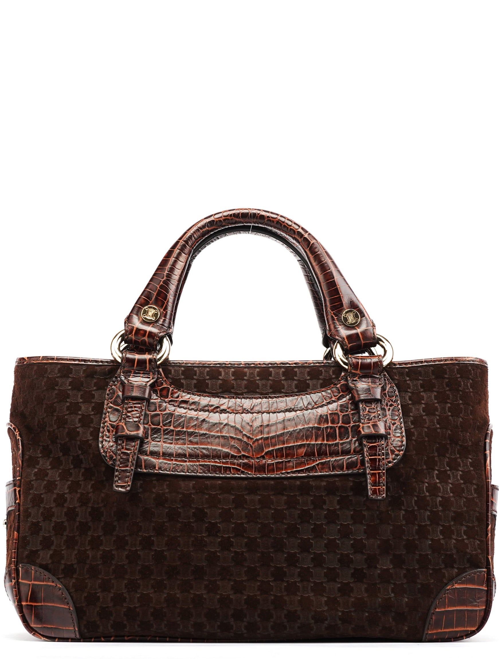 Brown Embossed Suede Boogie Tote Bag