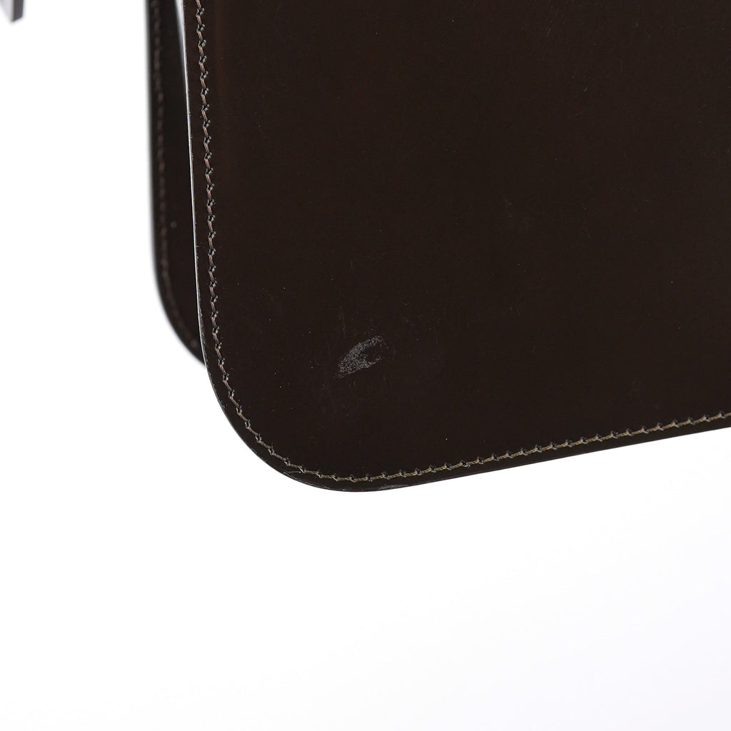 Brown Fur Patent Leather Shoulder Bag