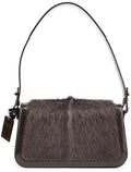 Brown Fur Patent Leather Shoulder Bag
