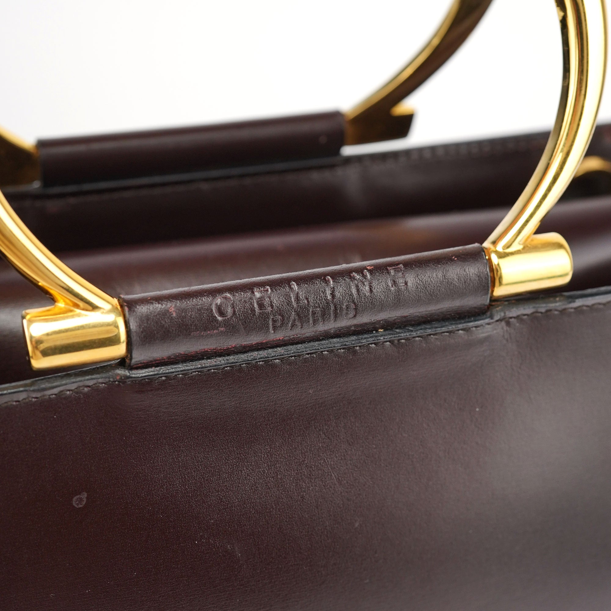 Brown Leather Gold 2-Way Top Handle Bag