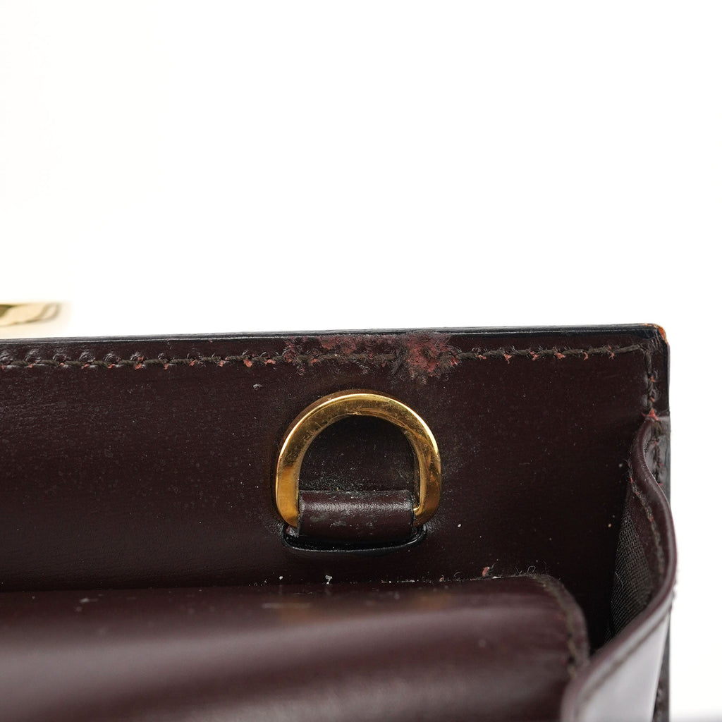 Brown Leather Gold 2-Way Top Handle Bag