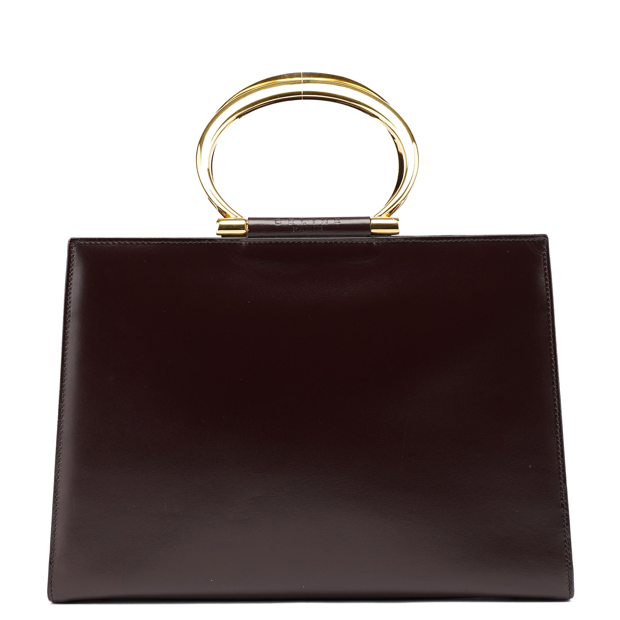 Brown Leather Gold 2-Way Top Handle Bag