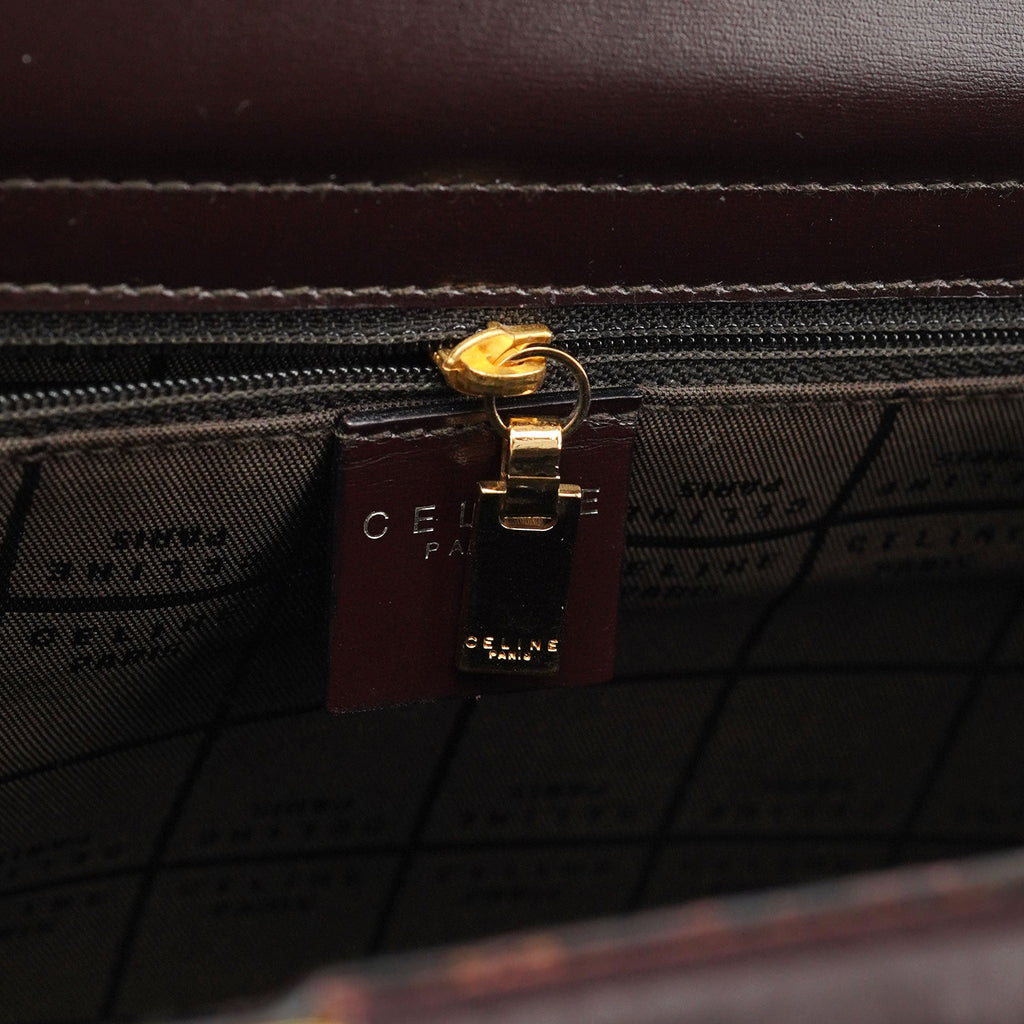 Brown Leather Gold 2-Way Top Handle Bag