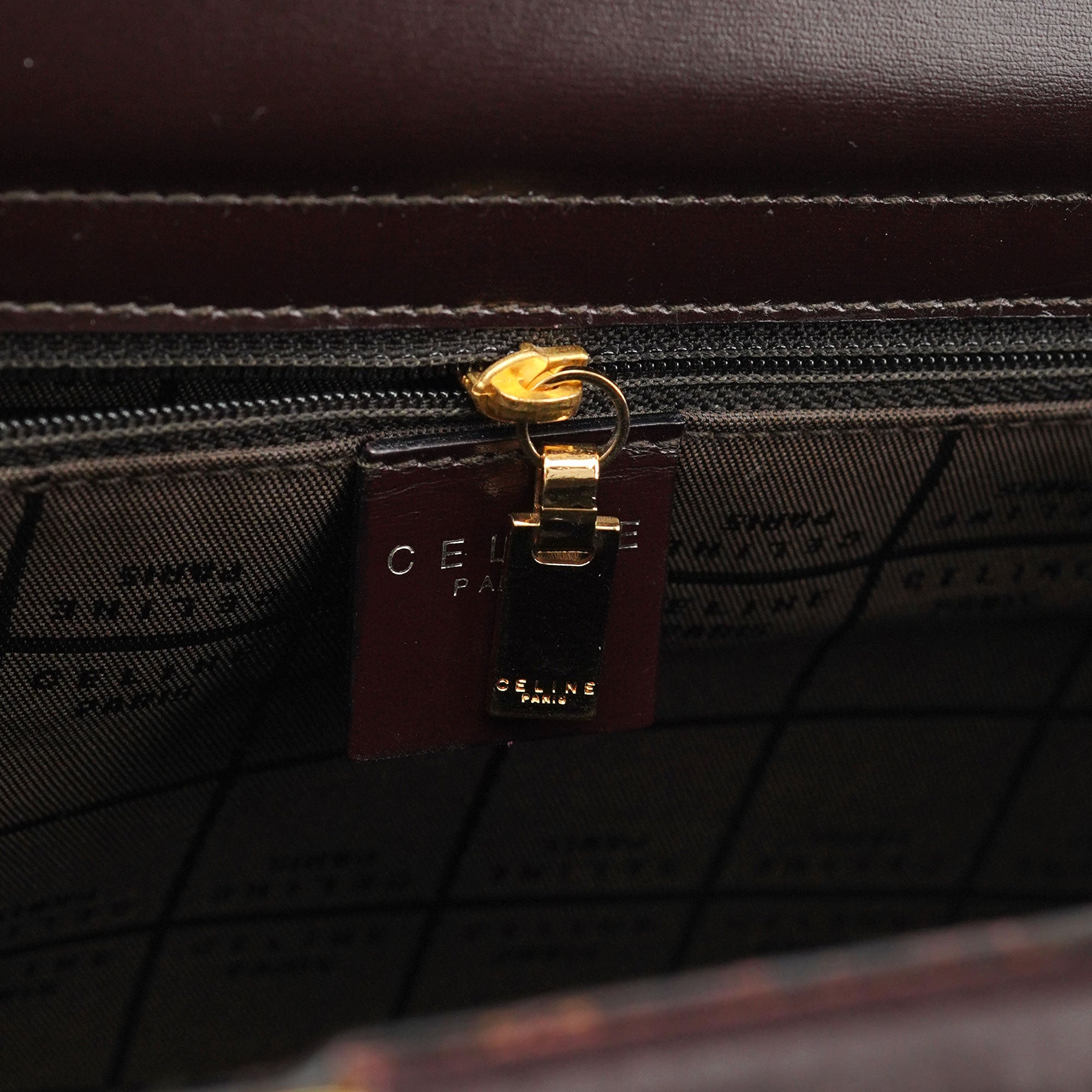 Brown Leather Gold 2-Way Top Handle Bag