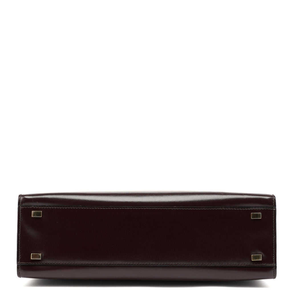 Brown Leather Gold 2-Way Top Handle Bag