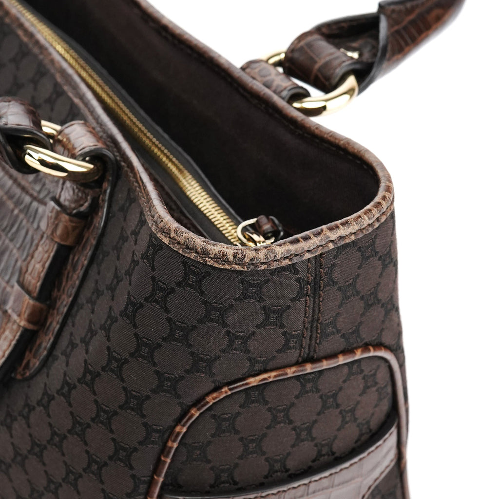 Brown Leather Monogram Boogie Tote Bag