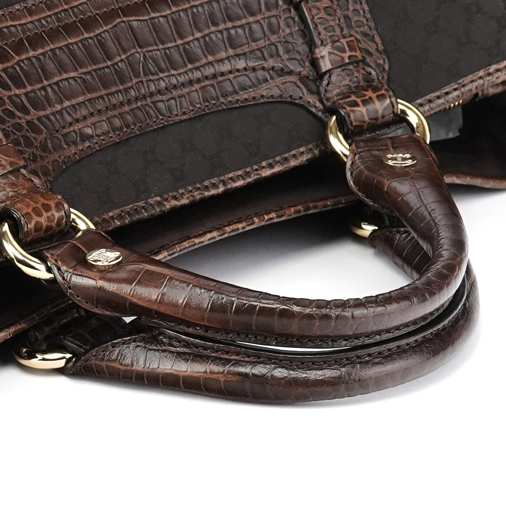 Brown Leather Monogram Boogie Tote Bag