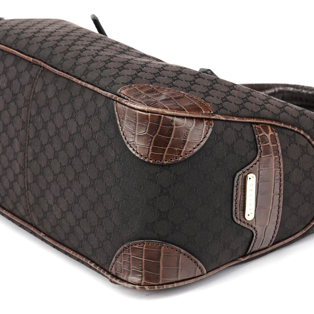 Brown Leather Monogram Boogie Tote Bag