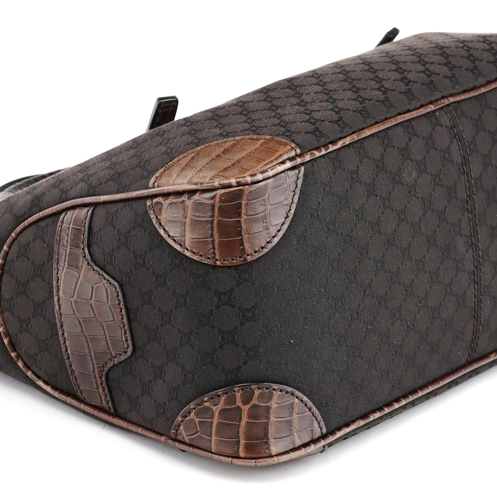 Brown Leather Monogram Boogie Tote Bag