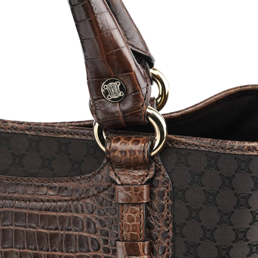 Brown Leather Monogram Boogie Tote Bag
