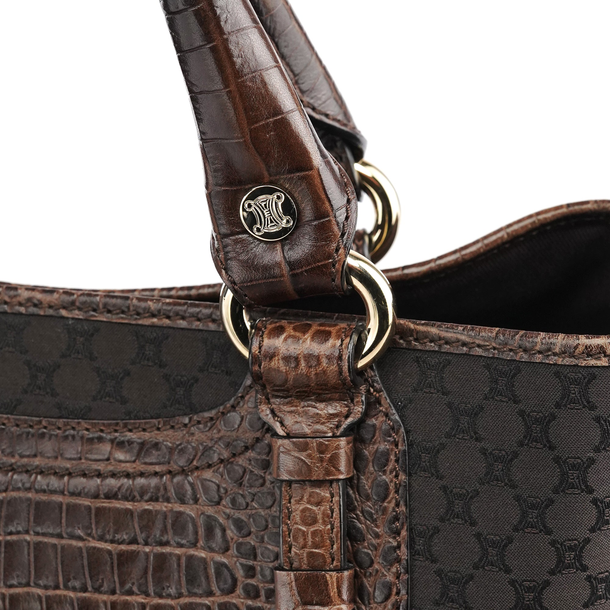 Brown Leather Monogram Boogie Tote Bag