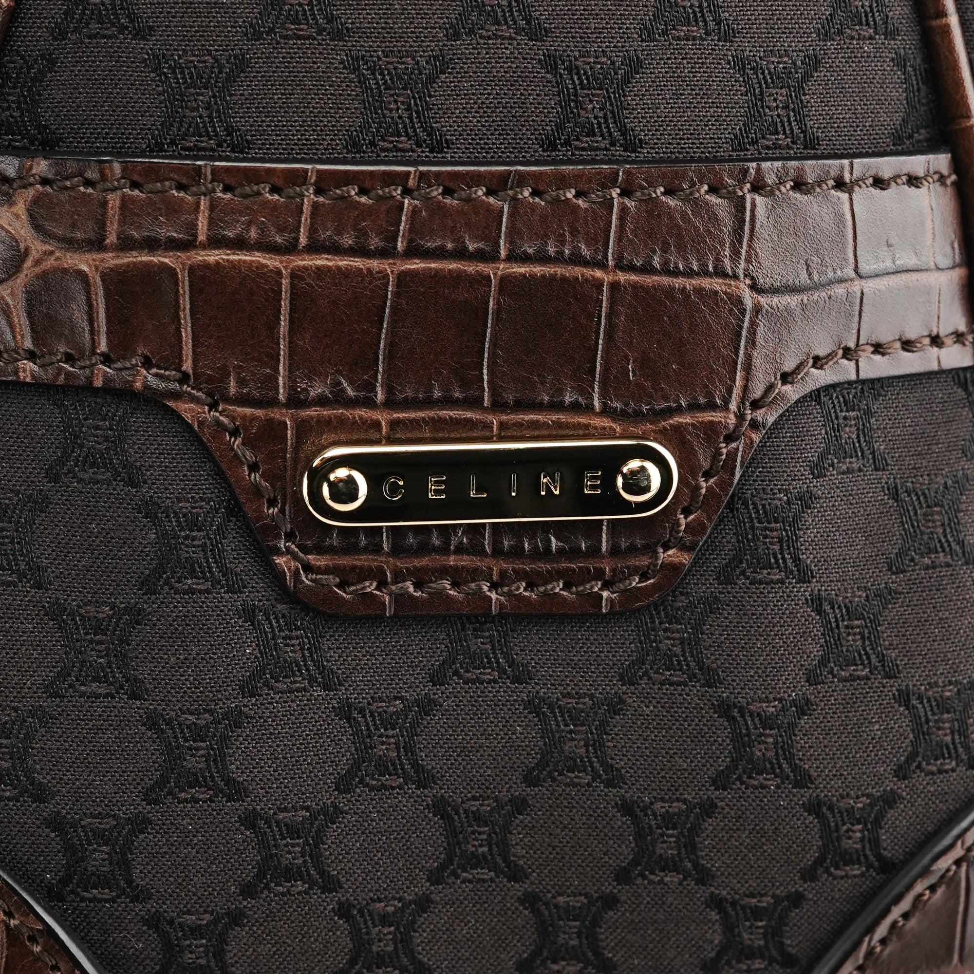 Brown Leather Monogram Boogie Tote Bag